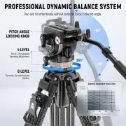 NEEWER LL55 197cm Carbon Fiber Video Tripod with Fluid Head