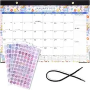 KINGTLE 2025-2026 Wall Desk Calendar with Stickers, Monthly Academic Planner Runs from January 2025 to June 2026, 17'' x 12'' (Blue)