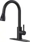 Matte Black Gooseneck Faucet with 360 Swivel and Pull Down Sprayer for All Sinks