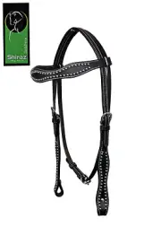 Western Dark Oil Shaped Headstall with silver spot studded