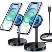 2 Pack Mag-Safe Charger Stand 15W Magnetic Wireless Charging Station for iPho...