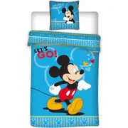 Disney Mickey Mouse Blue Polyester Quilt Cover Set - Single Bed Size