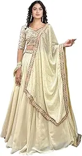 [TRENDMALLS] Women's Georgette Embroidery work Lehenga Choli with Dupatta for Women (L268-OffWhite), OffWhite, One Size