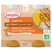 Babybio Midi Jars - 6 months and more - Carrot, Butternut, Farmer Chicken, Rice - ORGANIC 2x200 g