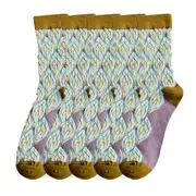 ANYSOX 5 Pairs Size 5-9 Green Violet Abstract Long Socks Luxury Autumn Winter Peacock Feather Pattern Style With Soken Chaussette Femme