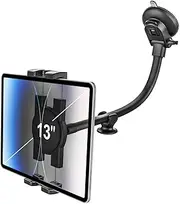 Woleyi Car Windshield Mount - Long Arm Universal Tablet Holder, Super Suction & Stable for iPad Pro/Air/Mini, Galaxy Tabs, Phones (4.7-13")