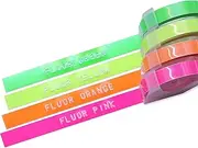 MoTEX Refill Tape for Embossing Label Maker, Fluorescent Color Tapes 4 Rolls, 3/8-Inch (Pink, Orange, Yellow, Green)