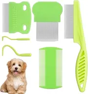 Dog Combs for Grooming Matting, Pet Massaging Tool Set of 6, Multifunctional Anti-slip Dog Comb Grooming Tool for Shedding Hair Cleaning for Indoor Puppy Kitten Bath