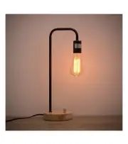 HAITRAL Industrial Desk Lamp, Vintage Edison Table Lamp Black-Wooden Base,Gifts