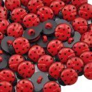 50 PCS Plastic Ladybug Shank Buttons Tag Embellishments Ornaments Craft Buttons