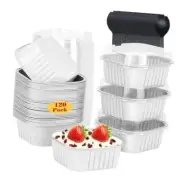 120pack/10oz Mini Cake Baking Pans with Lids, 4”X4” Small Cake 120pack-White