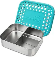 LunchBots Trio II Stainless Steel Food Container - Three Section Design Perfect for Healthy Snacks, Sides, or Finger Foods On The Go - Eco-Friendly, Dishwasher Safe and BPA-Free - Aqua Dots