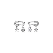 ANYCO Fashion Earrings Sterling Silver Charming Zircon Pin Stud for Women Genuine Sterling Silver Star Love Pendant Earrings Jewelry