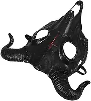 Didiseaon Halloween Goat Skull Mask Scary Sheep Horn Face Mask for Cosplay Masquerade Parties Lightweight Breathable Design Costume Accessory for Halloween Festivities