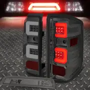 FOR 14-19 SILVERADO/SIERRA LED C-BAR TAIL LIGHT+3D THIRD BRAKE/CARGO LAMP TINTED (for: Chevrolet)