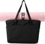 [RARE SPACE] Yoga Tote Bag with Zipper - Waterproof Pouch Laptop School Gym Travel Work Nurse Diaper Bag Yoga Mat Buckle