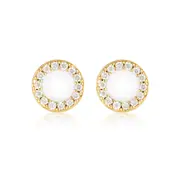 GEORGINI REFLECTION ENAMEL STUD EARRINGS GOLD & WHITE