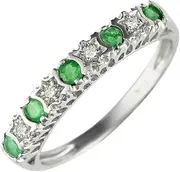 [Ivy Gems] 9ct White Gold Emerald and Diamond Stars Eternity Ring