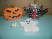 Halloween Light up Pumpkin, Ghost and Spider Hanging Decoration