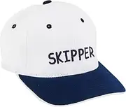 [NKlaus] Cap 'Skipper' White/Blue Cotton Blue Embroidered - Retro Style Nautical Hat 16075, blue, XXS-4XL