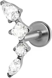 [Piercingpops] 16g Cubic Zirconia Labret Stud Piercing Tiny G23 Titanium Flat Back Cartilage Tragus Conch Helix Climber Earrings Lip Monroe for Women or Men