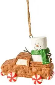 S'mores Snowman GRAHAM CRACKER PICKUP TRUCK Christmas Ornament, by Midwest CBK