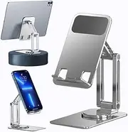 Tablet Stand Holder, Adjustable Phone Stand,ipad Notebook Stand, Portable Foldable,Desk 360° Rotating Tablet Stand Aluminium Alloy Silver Color 4-13 Inch.