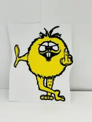 Novelty Middle Finger Monster 70's Retro YELLOW 3 1/2 Inch Decal