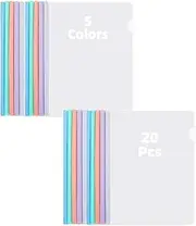 20Pcs A4 Clear Report Covers with U-Type Sliding Bar, 60 Sheet Capacity Plastic Binder Paper Protector, Report Folders with Clear Cover for Resume File Documents Presentation (5 Colors)