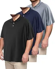 [Taiyin] 3 Pack Men's Big and Tall Golf Shirt Quick-Dry Performance Short Sleeve Lightweight Athletic Summer Clothing