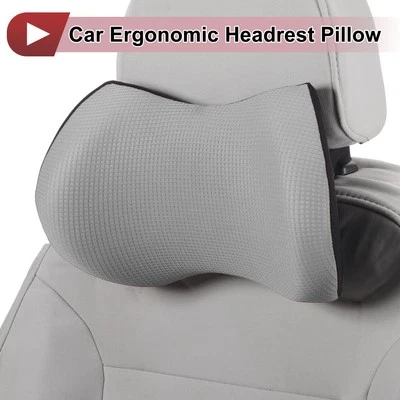 Car Headrest Pillow Polyester,Memory Foam Gray 1 Pcs for Driving Travel