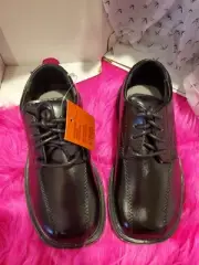 Deer Stags Gabe Oxford Kids 10 Black Boys Dress Shoes Lace Up Faux Leather NIB