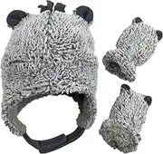 [N'Ice Caps] Little Girls and Baby Sherpa Lined Fleece Hat Mitten Set with Ears
