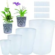 52 Pack Clear Plant Nursery Pot Transparent Plastic Gardening Pot Soft Seed Starting Pot Flower Pots with Drainage Hole for Indoor Seedling Succulent with 52 Labels,3/3.93/4.72/5.9inch
