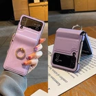 Leather Ring Holder Case For Samsung Galaxy Z Flip6 Flip5 Flip4 ShockProof Cover