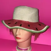 CYNTHIA ROWLEY Watermelon Seed Cloche Fedora Hat NEW WITH TAGS Osfm ❤️blt7m75