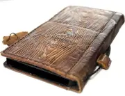 Genuine Leather case for Iphone 15 14 13 12 11 Pro Max Wallet Book Wooden Vintag