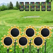6Pcs Solar Sunflower Lights IP68 Stake Lights 16 Colors Remote Pathway Lights