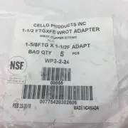 LOT OF 5 CELLO WP3-2-24 - 1-5/8FTG X 1-1/2F WROT ADAPTER COPPER FITTING