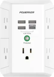 Surge Protector with 4 USB Ports - Multi Outlet Extender for Home, School and Of