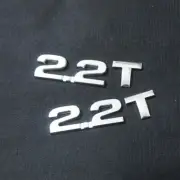 2x Silver Chrome 2.2T Metal Decal Badge Sticker Emblem Diesel Turbo Bumper Sport (for: Peugeot)