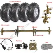 Rear Axle Kit Chain Sprocket Hub 8 inch Wheels Brake for DIY Quad Buggy Go Kart