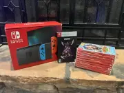 Nintendo Switch Console NEW with Fortnite Darkfire Bundle and 9 games