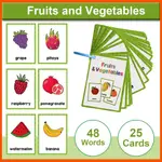 25 CARDS KIDS EDUCATIONAL FLASH CARDS FRUITS AND VEGETABLES