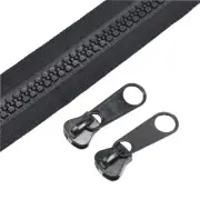 #10 Large Plastic Zipper by The Yard Bulk Black 10 Yards with 10pcs Long Slid...