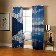 Exquisite Curtains for Kids Bedroom Blue & Sea 3D Pattern Microfiber Blackout Fabric Eyelet Window Drapes for Kids Nursery Playroom 2 Panels W117cm (46") x D183cm (72") x 2