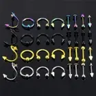 16PCS/Set Stainless Steel Spiral Belly Tongue Bar Ring Eyebrow Piercing /fw