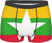 [FSCEV] Flag Of Myanmar Men'S Boxer Briefs Regular Soft And Elastic Leggings Shorts Everyday Wear, Black, L