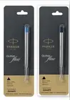 1 Blue and 1 Black Parker Quink Flow Ball Point Pen Refills BallPen Medium New