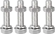 uxcell M8 x 35mm Hex Head Screws Bolts, Nuts, Flat & Lock Washers Kits, 304 Stainless Steel Fully Thread Hexagon Bolts 4 Sets